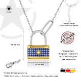 Nordstern-Schlosskette Für Damen 925er Silber mit Anhänger - Dunkelblau-Gold