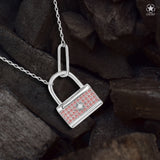 Nordstern-Schlosskette Für Damen 925er Silber mit Anhänger - Rosa