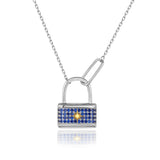 Nordstern-Schlosskette Für Damen 925er Silber mit Anhänger - Dunkelblau