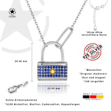 Nordstern-Schlosskette Für Damen 925er Silber mit Anhänger - Dunkelblau
