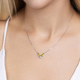 Schmetterlingshalskette mit Zirkonsteinen Für Damen 925er Silber mit Anhänger  - Grün-Lila