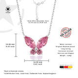 Schmetterlingshalskette mit Zirkonsteinen Für Damen 925er Silber mit Anhänger  - Rosa