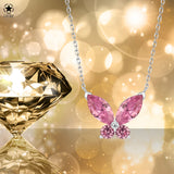 Schmetterlingshalskette mit Zirkonsteinen Für Damen 925er Silber mit Anhänger  - Rosa