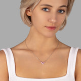 Schmetterlingshalskette mit Zirkonsteinen Für Damen 925er Silber mit Anhänger  - Rosa