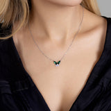 Schmetterlingshalskette mit Zirkonsteinen Für Damen 925er Silber mit Anhänger  - Gelbgrün