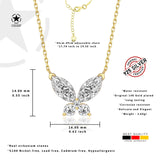 Schmetterlingshalskette mit Zirkonsteinen Für Damen 925er Silber mit Anhänger  - Weiß-Gold