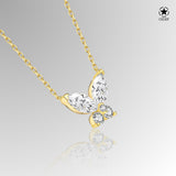 Schmetterlingshalskette mit Zirkonsteinen Für Damen 925er Silber mit Anhänger  - Weiß-Gold