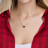 Schmetterlingshalskette mit Zirkonsteinen Für Damen 925er Silber mit Anhänger  - Rot