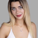 Schmetterlingshalskette mit Zirkonsteinen Für Damen 925er Silber mit Anhänger  -  Weiß-Lila
