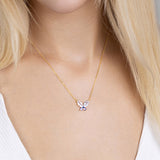 Schmetterlingshalskette mit Zirkonsteinen Für Damen 925er Silber mit Anhänger  -  Weiß-Lila