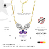Schmetterlingshalskette mit Zirkonsteinen Für Damen 925er Silber mit Anhänger  -  Weiß-Lila