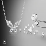 Schmetterlingshalskette mit Zirkonsteinen Für Damen 925er Silber mit Anhänger  - Weiß