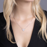 Schmetterlingshalskette mit Zirkonsteinen Für Damen 925er Silber mit Anhänger  - Weiß