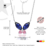 Schmetterlingshalskette mit Zirkonsteinen Für Damen 925er Silber mit Anhänger  - Dunkelblau-Rosa