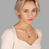Herzanhänger mit Steinen Für Damen 925er Silber mit Anhänger - Blau