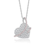 Herzanhänger mit Steinen Für Damen 925er Silber mit Anhänger - Rosa