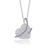 Herzanhänger mit Steinen Für Damen 925er Silber mit Anhänger - Violett-Silber