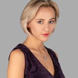 Herzanhänger mit Steinen Für Damen 925er Silber mit Anhänger - Blau-Gold