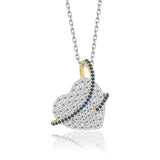 Herzanhänger mit Steinen Für Damen 925er Silber mit Anhänger - Blau-Gold