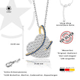 Herzanhänger mit Steinen Für Damen 925er Silber mit Anhänger - Blau-Gold