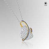 Herzanhänger mit Steinen Für Damen 925er Silber mit Anhänger - Blau-Gold