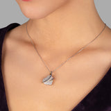 Herzanhänger mit Steinen Für Damen 925er Silber mit Anhänger - Blau-Gold
