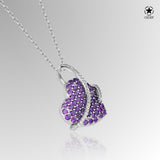 Herzanhänger mit Steinen Für Damen 925er Silber mit Anhänger - Violett
