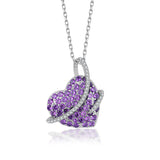 Herzanhänger mit Steinen Für Damen 925er Silber mit Anhänger - Violett