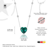 Zirkon Herz Halskette Für Damen 925er Silber mit Anhänger - Grün