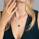 Zirkon Herz Halskette Für Damen 925er Silber mit Anhänger - Grün