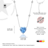 Zirkon Herz Halskette Für Damen 925er Silber mit Anhänger - Blau