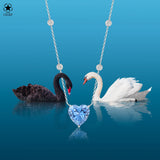 Zirkon Herz Halskette Für Damen 925er Silber mit Anhänger - Blau