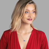 Zirkon Herz Halskette Für Damen 925er Silber mit Anhänger - Blau