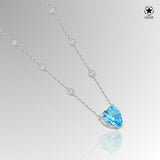 Zirkon Herz Halskette Für Damen 925er Silber mit Anhänger - Blau