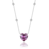 Zirkon Herz Halskette Für Damen 925er Silber mit Anhänger - Violett