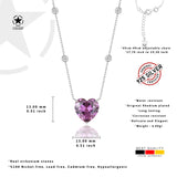 Zirkon Herz Halskette Für Damen 925er Silber mit Anhänger - Violett