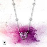 Zirkon Herz Halskette Für Damen 925er Silber mit Anhänger - Violett