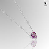 Zirkon Herz Halskette Für Damen 925er Silber mit Anhänger - Violett
