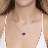Zirkon Herz Halskette Für Damen 925er Silber mit Anhänger - Violett