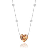 Zirkon Herz Halskette Für Damen 925er Silber mit Anhänger - Orange