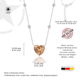 Zirkon Herz Halskette Für Damen 925er Silber mit Anhänger - Orange
