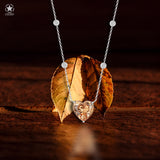Zirkon Herz Halskette Für Damen 925er Silber mit Anhänger - Orange