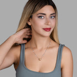 Zirkon Herz Halskette Für Damen 925er Silber mit Anhänger - Orange