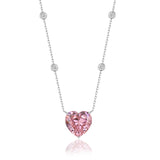 Zirkon Herz Halskette Für Damen 925er Silber mit Anhänger - Rosa