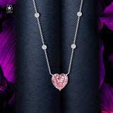 Zirkon Herz Halskette Für Damen 925er Silber mit Anhänger - Rosa