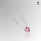 Zirkon Herz Halskette Für Damen 925er Silber mit Anhänger - Rosa