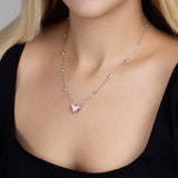 Zirkon Herz Halskette Für Damen 925er Silber mit Anhänger - Rosa