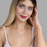 Zirkon Herz Halskette Für Damen 925er Silber mit Anhänger - Weiß