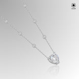 Zirkon Herz Halskette Für Damen 925er Silber mit Anhänger - Weiß