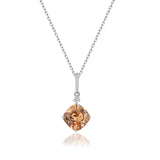 Silberkette mit Zirkonsteinen Für Damen 925er Silber mit Anhänger - Orange